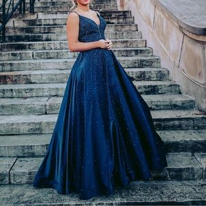 Size 10 (altered smaller and shorter) Blue Ballgown/ Formal Dress with sparkles